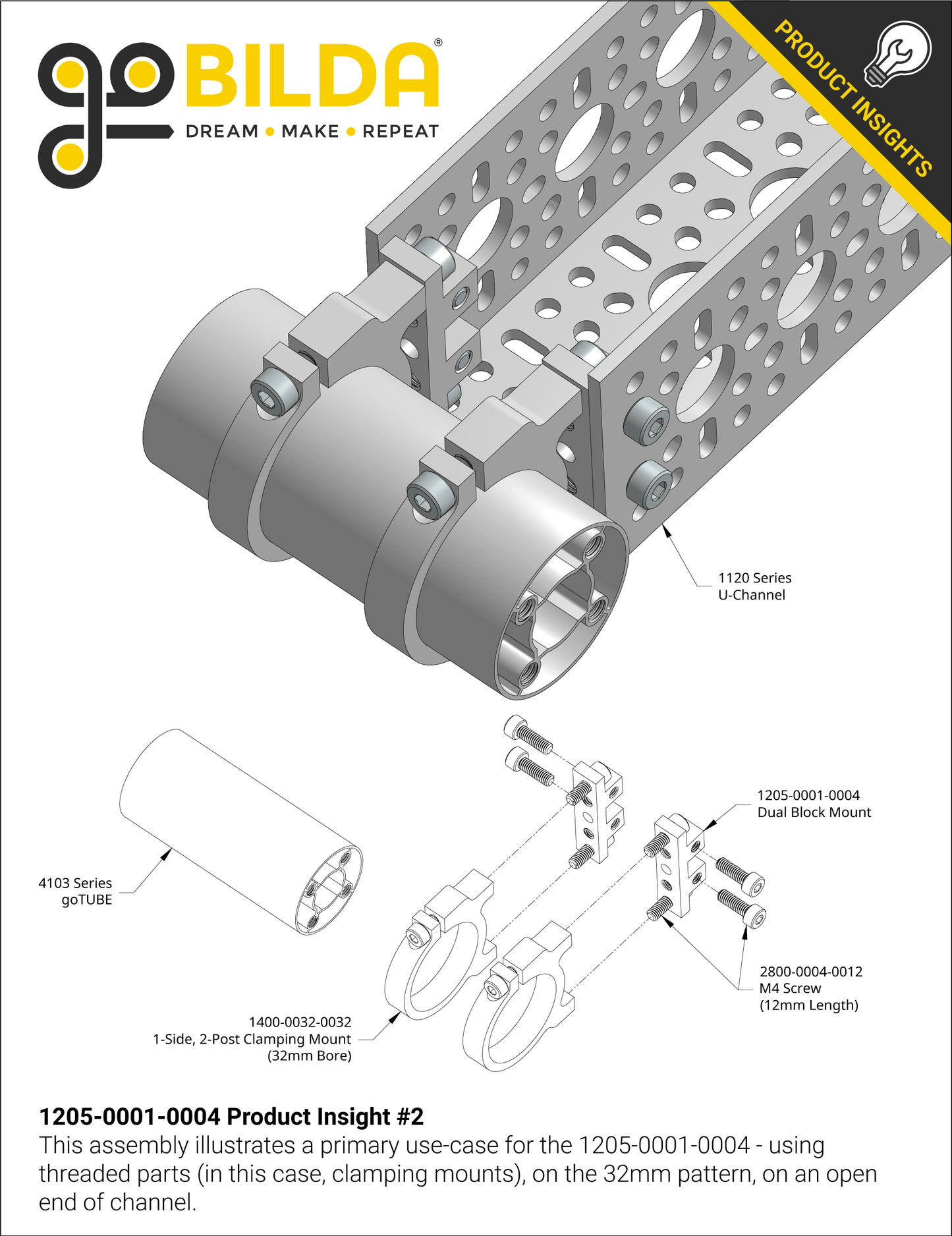 1205 Series Dual Block Mount (1-4) - 2 Pack