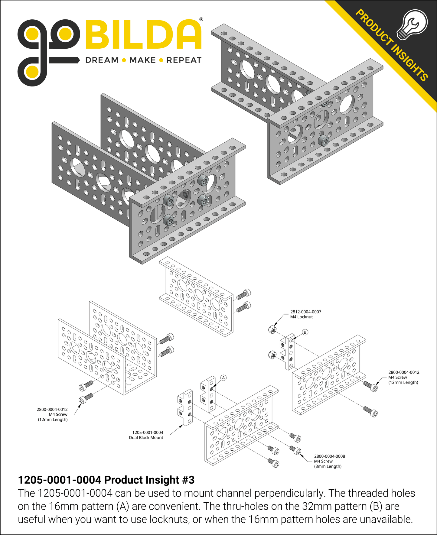 1205 Series Dual Block Mount (1-4) - 2 Pack