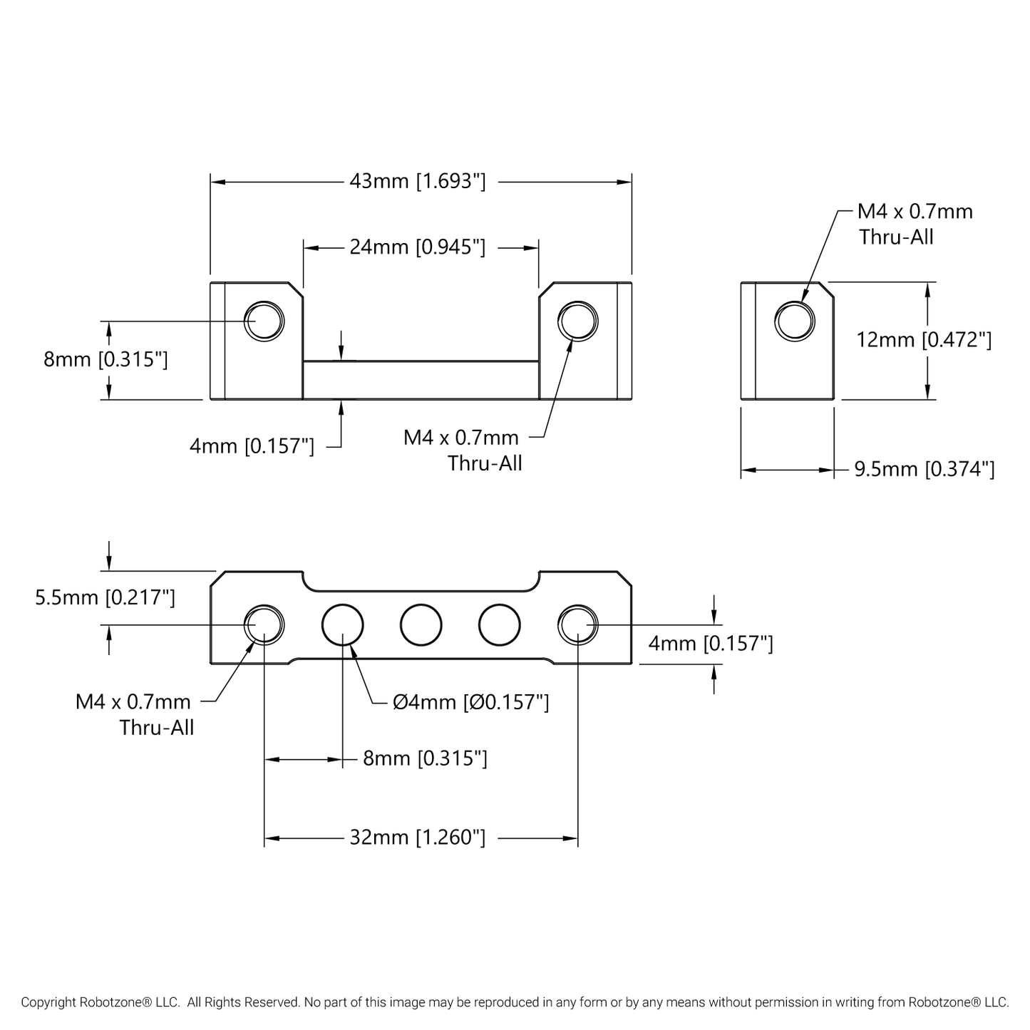 1205 Series Dual Block Mount (1-5) - 2 Pack