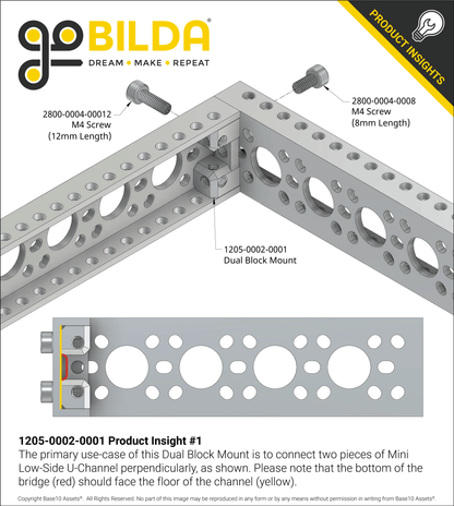 1205 Series Dual Block Mount (2-1) - 2 Pack