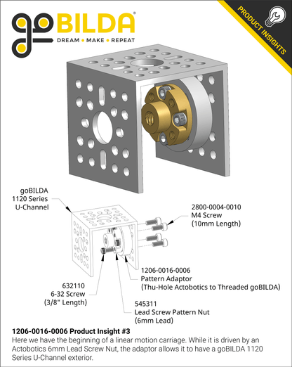 Thru-Hole Actobotics to Threaded goBILDA Pattern Adaptor (16-6)