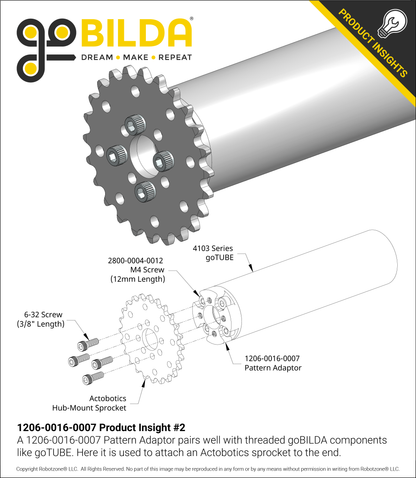 Threaded Actobotics to Thru-Hole goBILDA Pattern Adaptor (16-7)