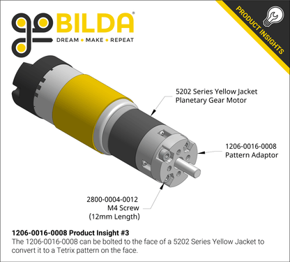 Threaded Tetrix to Thru-Hole goBILDA Pattern Adaptor (16-8)