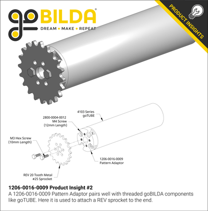 Threaded REV to Thru-Hole goBILDA Pattern Adaptor (16-9)