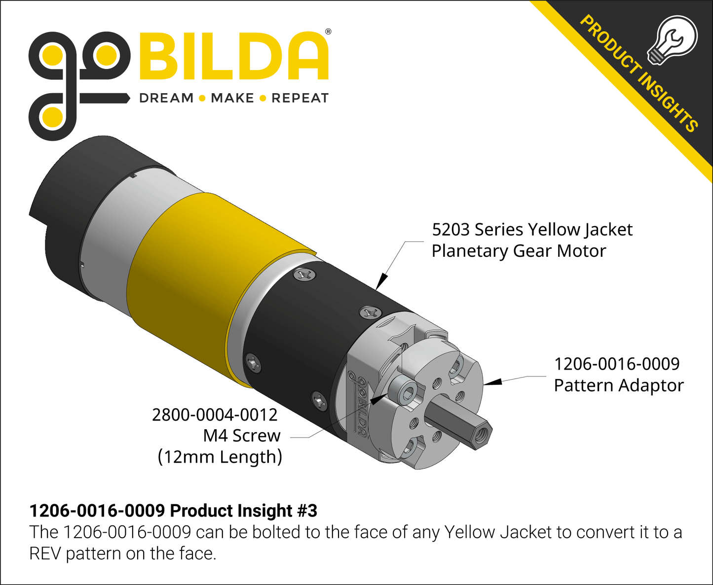 Threaded REV to Thru-Hole goBILDA Pattern Adaptor (16-9)