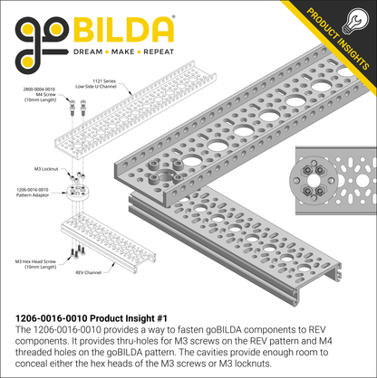 Thru-Hole REV to Threaded goBILDA Pattern Adaptor (16-10)