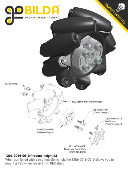 Thru-Hole REV to Threaded goBILDA Pattern Adaptor (16-10)