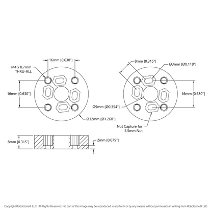 Thru-Hole REV to Threaded goBILDA Pattern Adaptor (16-10)