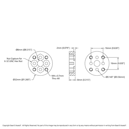 Thru-Hole Tetrix to Threaded goBILDA® Pattern Adaptor (16-11)