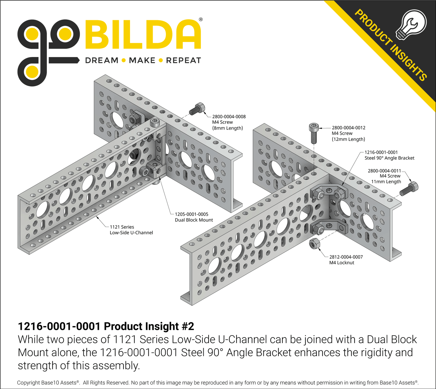 Steel 90 Degree Angle Bracket (1-1) - 4 Pack