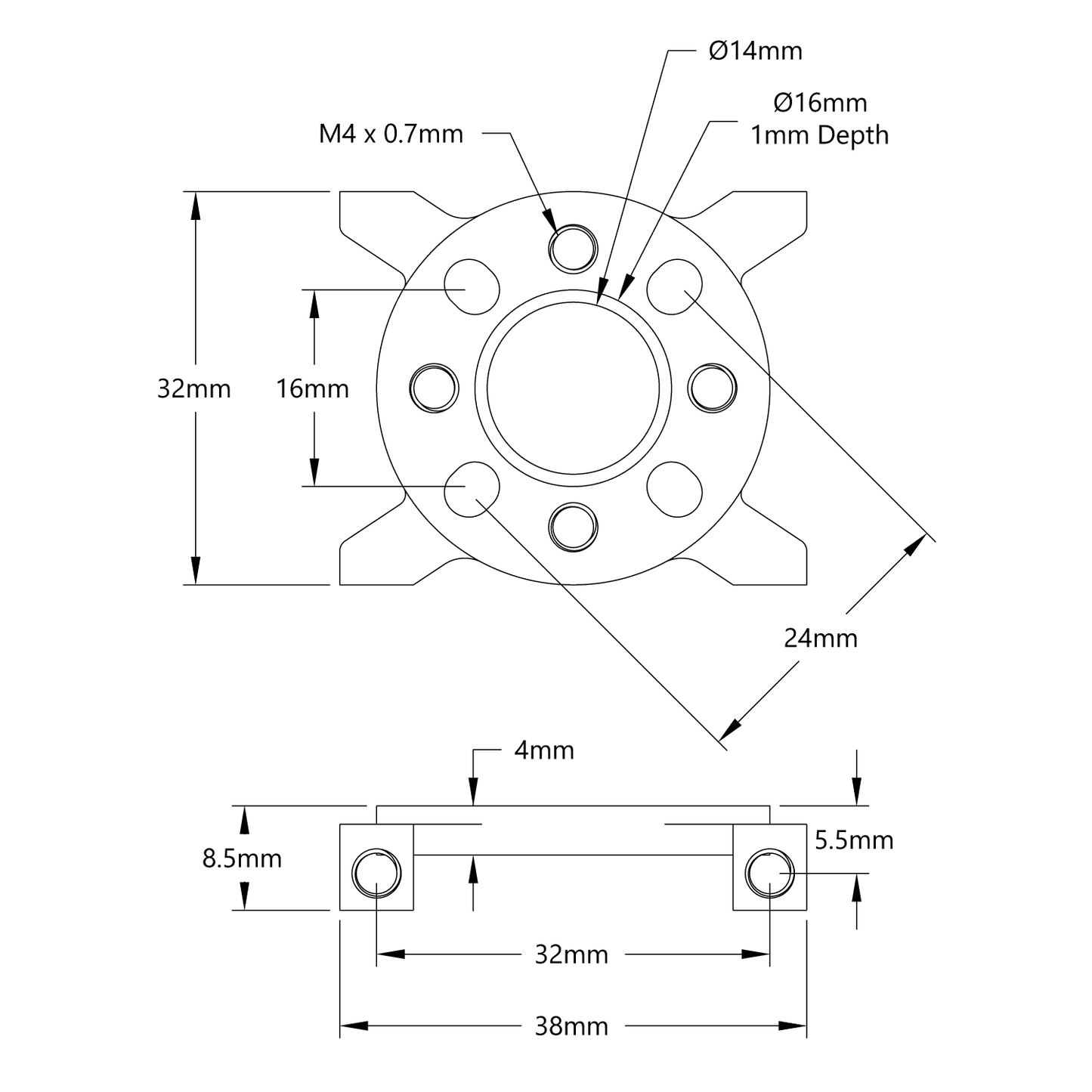 1221 Series 2-Side, 2-Post Pattern Mount (32-1)