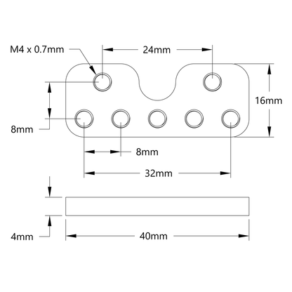 1225 Series Flat Mount for V-Groove Bearings (1-1) - 2 Pack