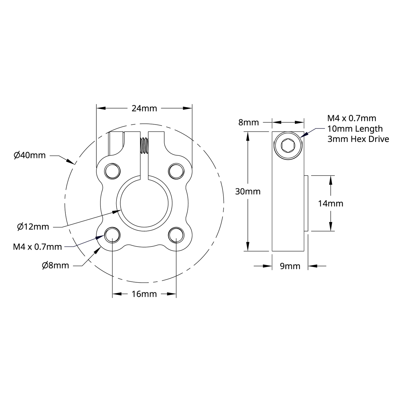 1301 Series Clamping Hub (12mm Bore)