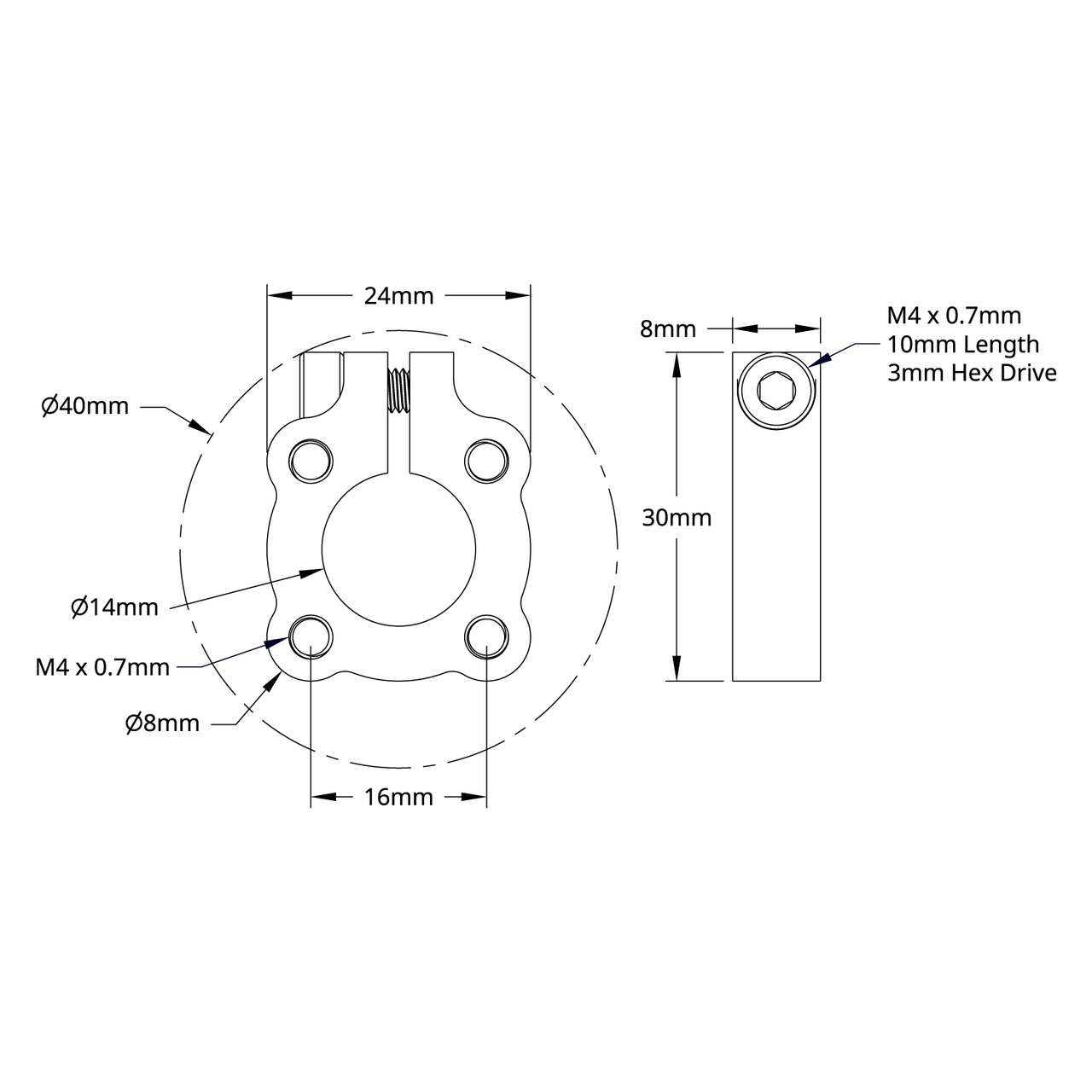 1301 Series Clamping Hub (14mm Bore)