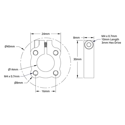 1301 Series Clamping Hub (14mm Bore)