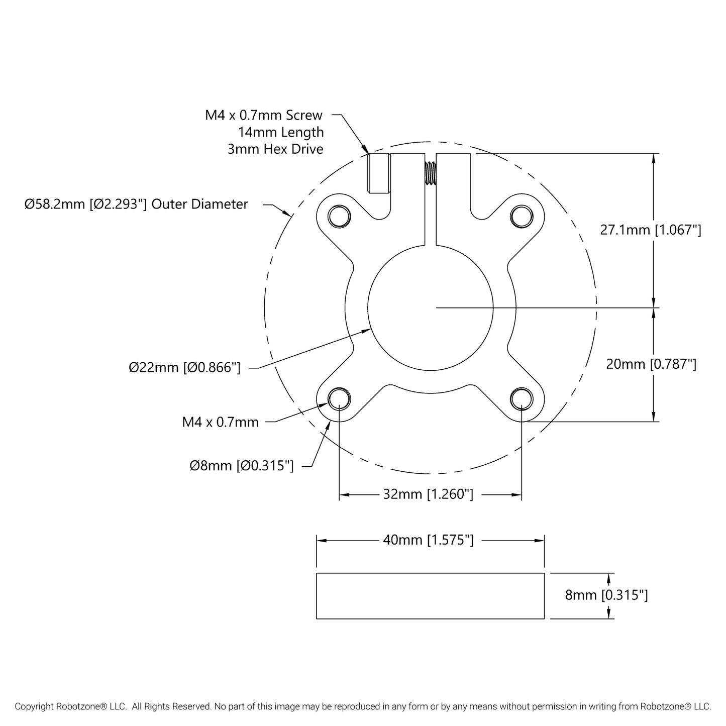 1302 Series Clamping Hub (22mm Bore)