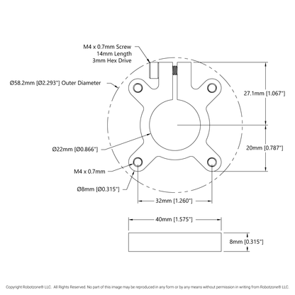 1302 Series Clamping Hub (22mm Bore)