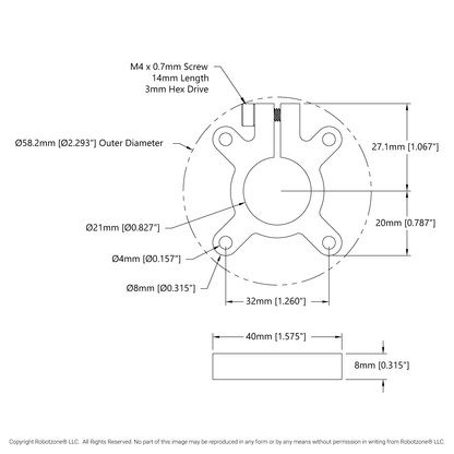 1305 Series Thru-Hole Clamping Hub (21mm Bore)