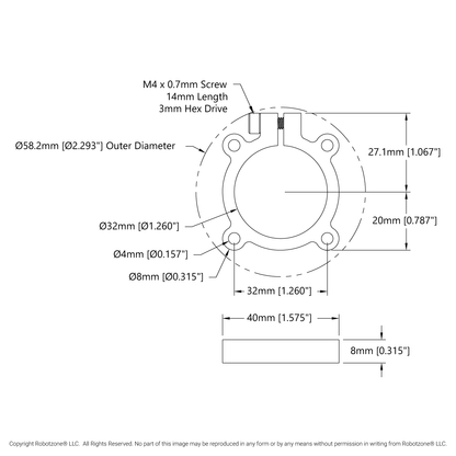 1305 Series Thru-Hole Clamping Hub (32mm Bore)