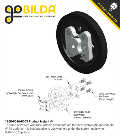 1308 Series Lightweight Set-Screw Hub (3mm Bore)