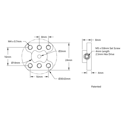 1308 Series Lightweight Set-Screw Hub (3mm Bore)