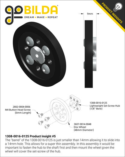 1308 Series Lightweight Set-Screw Hub (1/8" Bore)