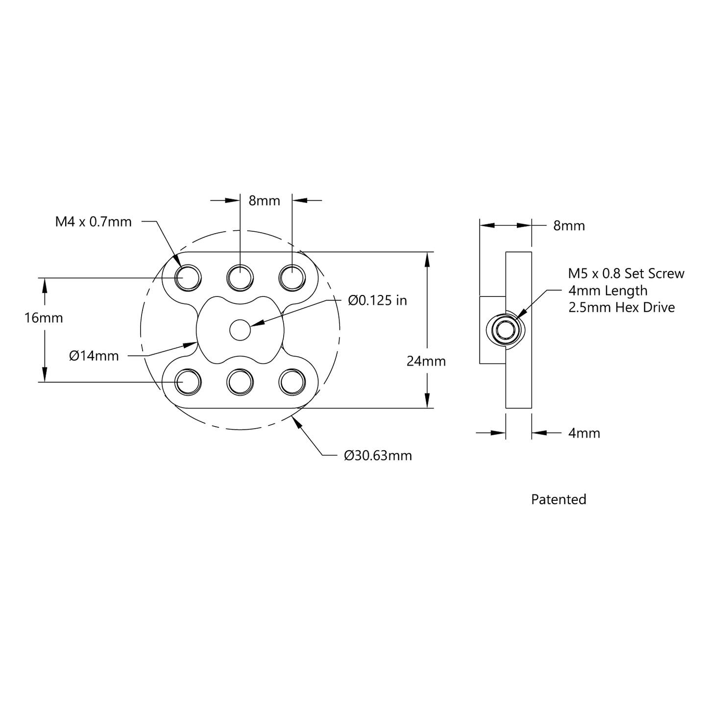 1308 Series Lightweight Set-Screw Hub (1/8" Bore)