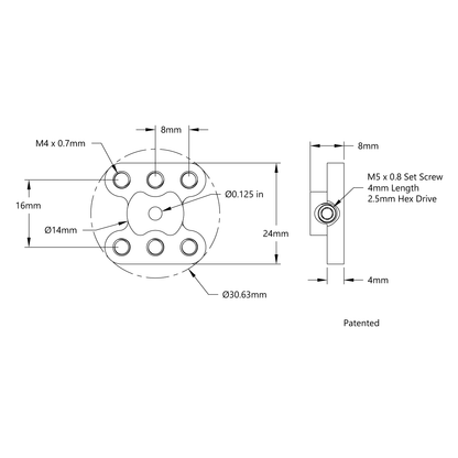 1308 Series Lightweight Set-Screw Hub (1/8" Bore)