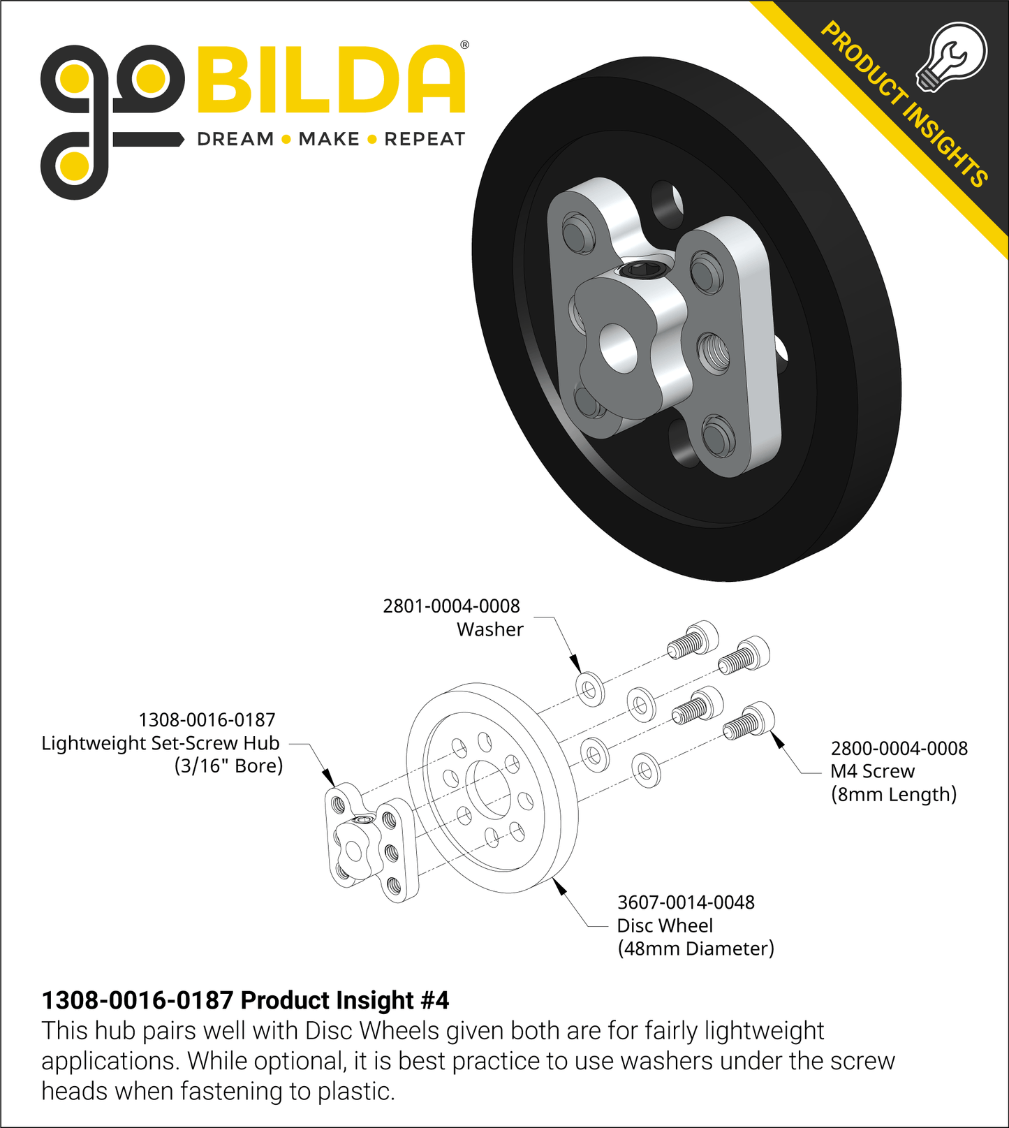 1308 Series Lightweight Set-Screw Hub (3/16" Bore)