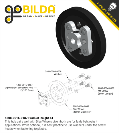 1308 Series Lightweight Set-Screw Hub (3/16" Bore)