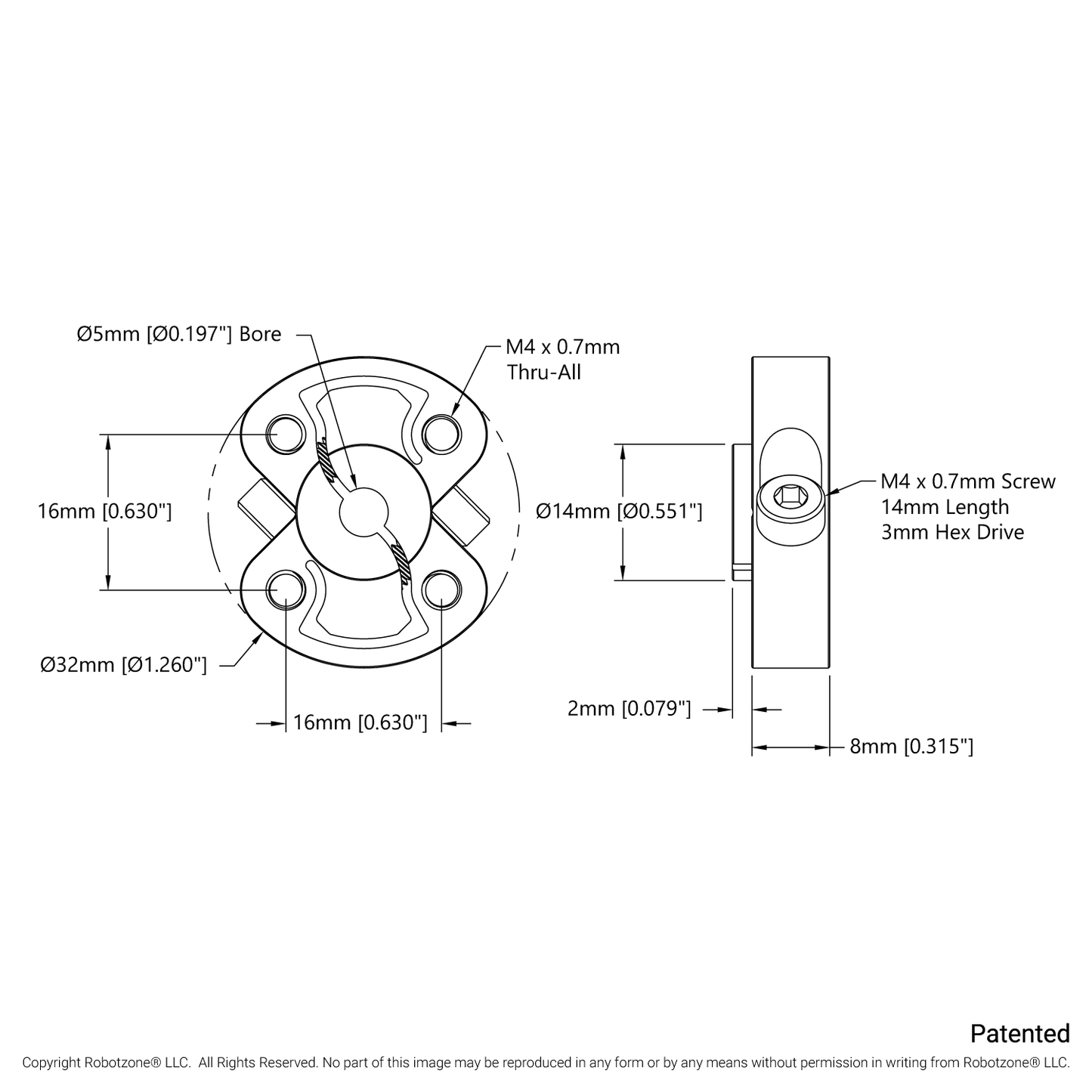 1309 Series Sonic Hub (5mm Bore)