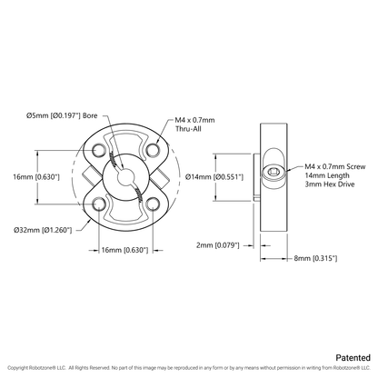 1309 Series Sonic Hub (5mm Bore)