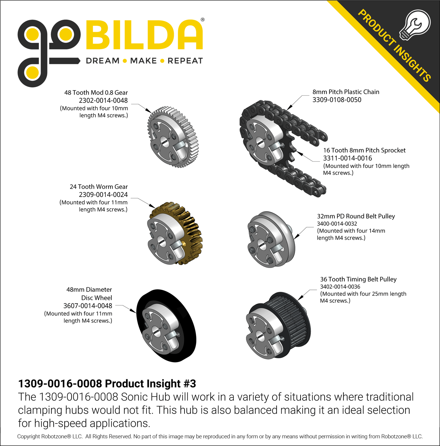 1309 Series Sonic Hub (8mm Bore)