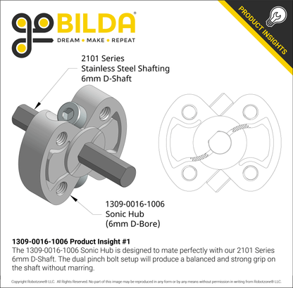 1309 Series Sonic Hub (6mm D-Bore)