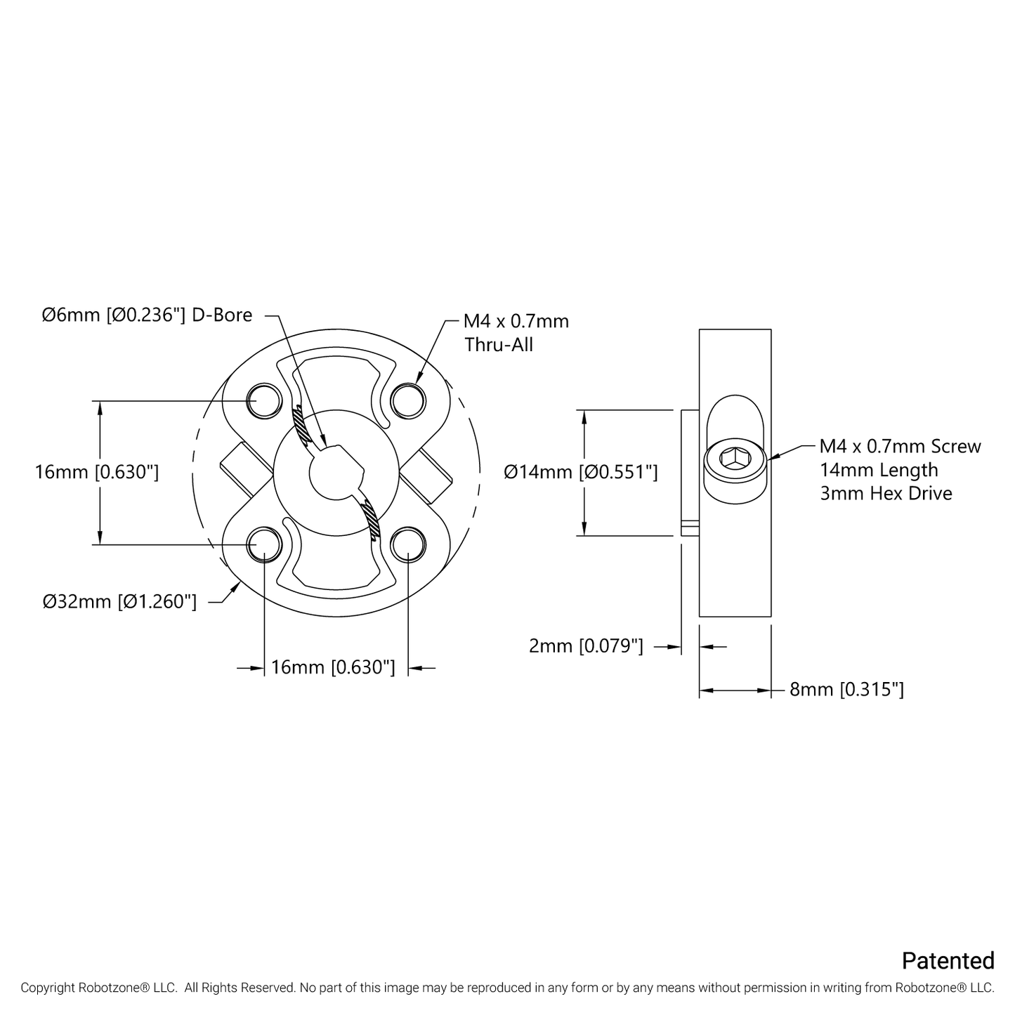 1309 Series Sonic Hub (6mm D-Bore)