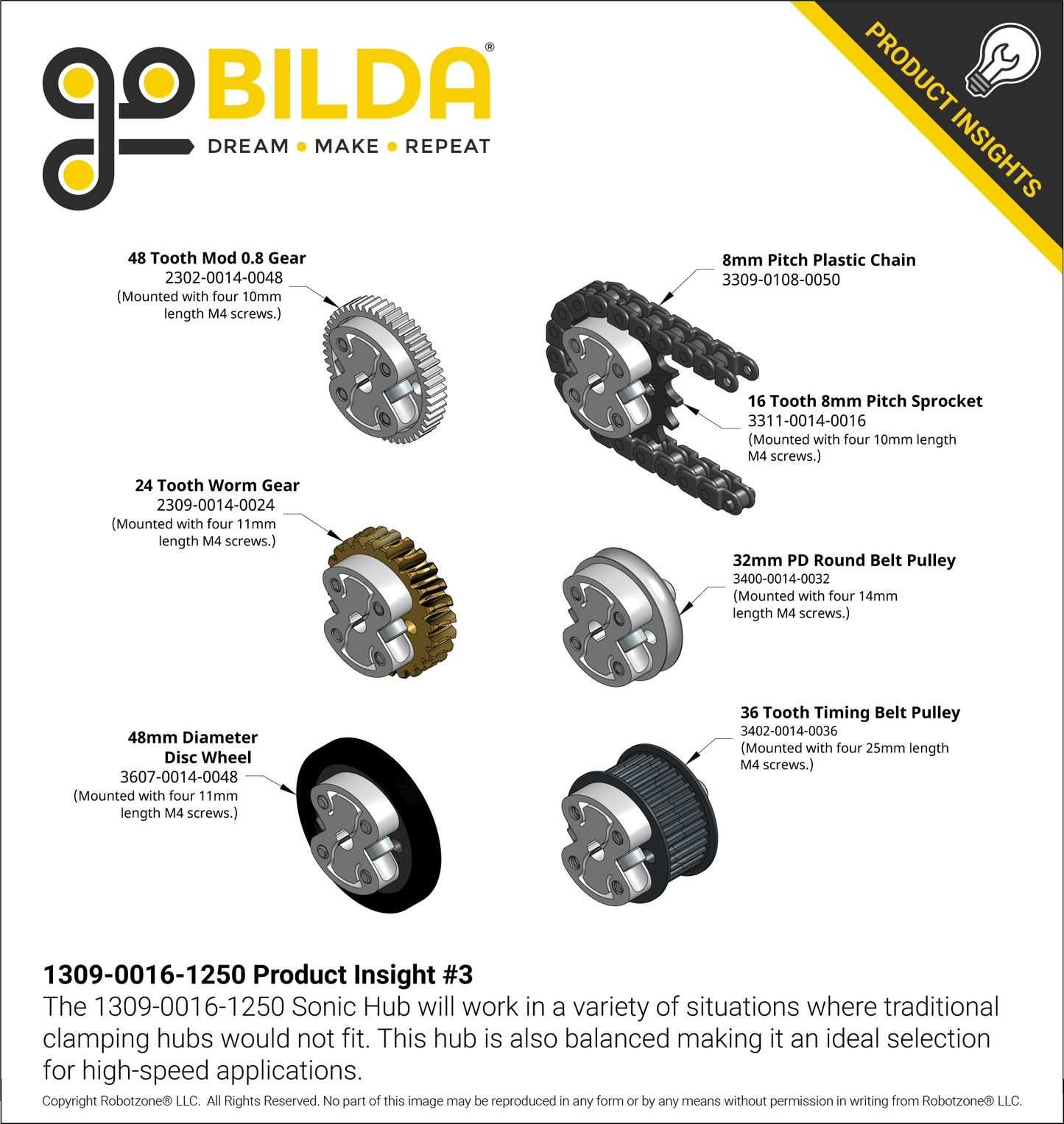 1309 Series Sonic Hub (1/4" D-Bore)