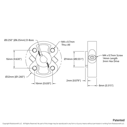 1309 Series Sonic Hub (1/4" D-Bore)