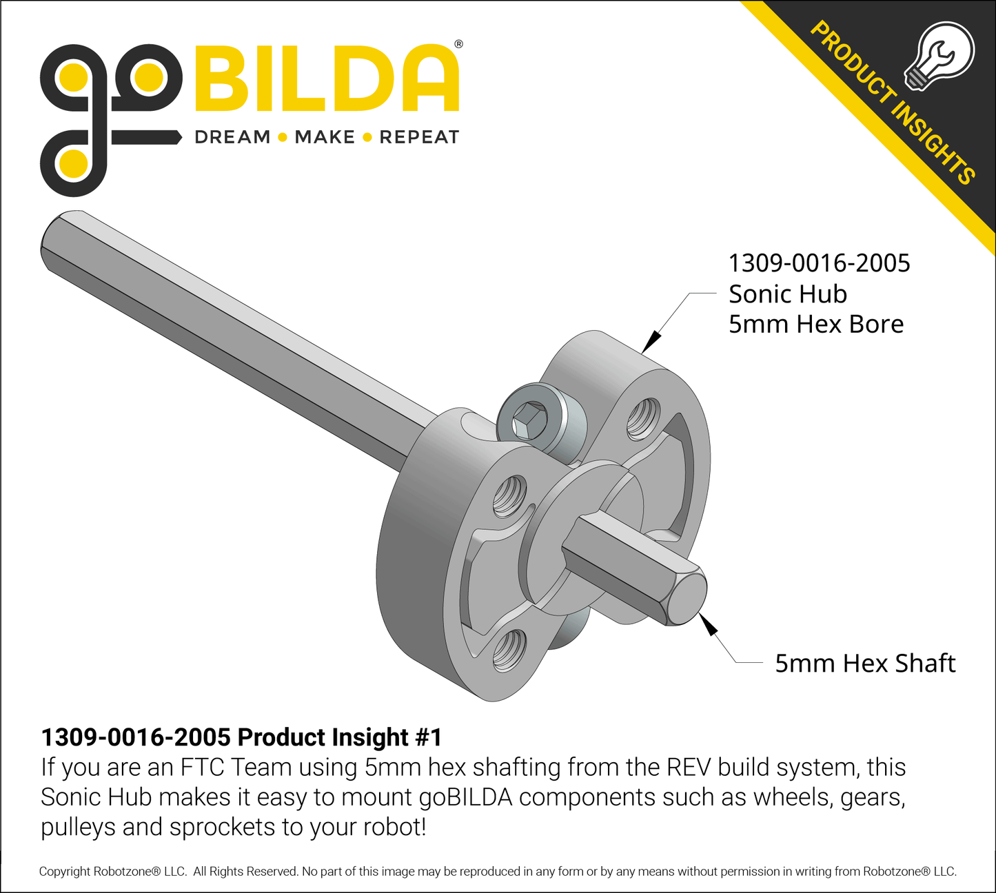 1309 Series Sonic Hub (5mm Hex Bore)