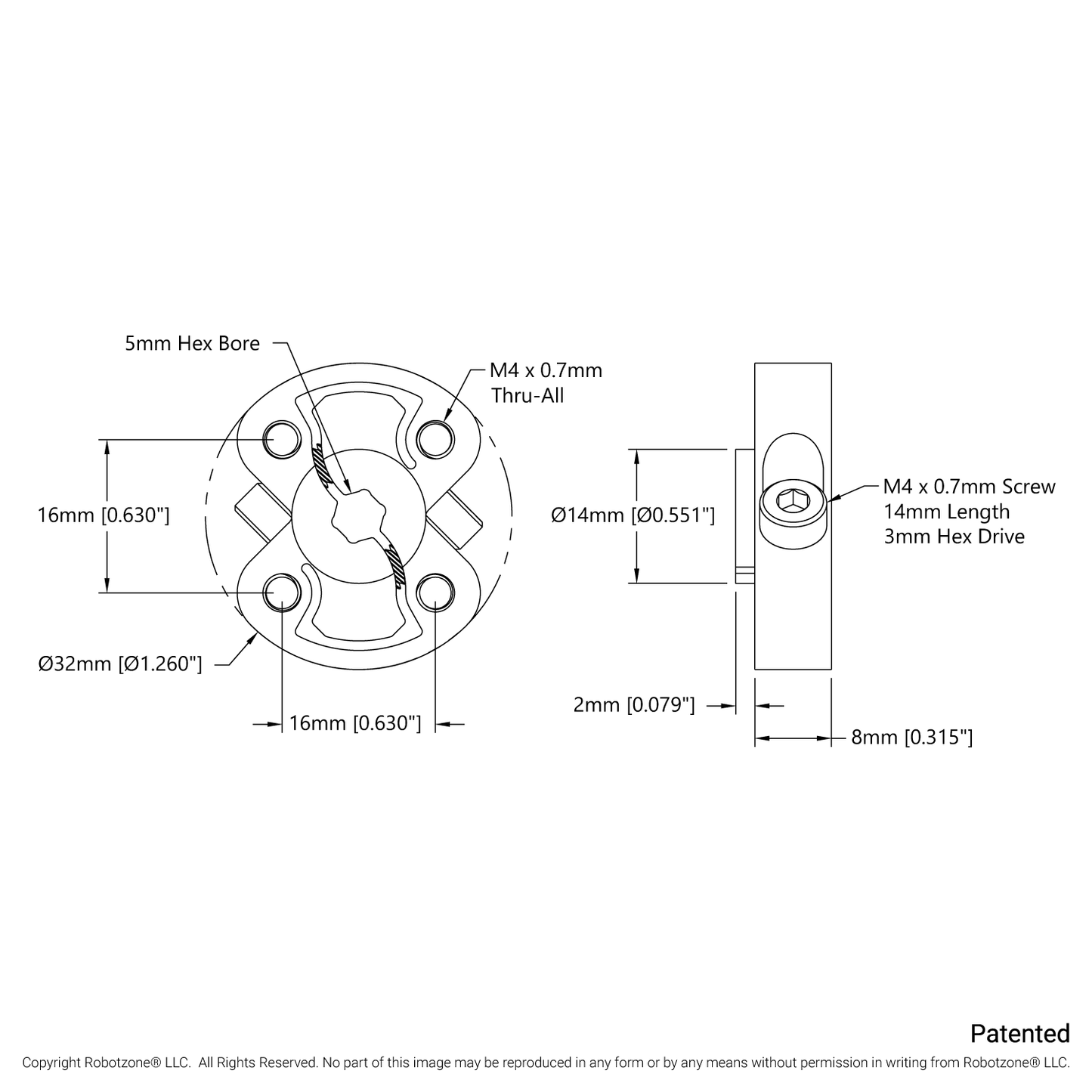 1309 Series Sonic Hub (5mm Hex Bore)