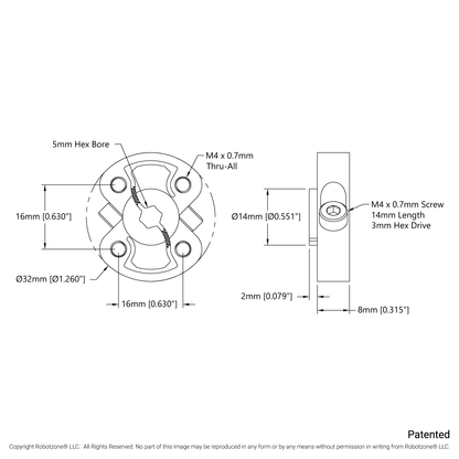 1309 Series Sonic Hub (5mm Hex Bore)