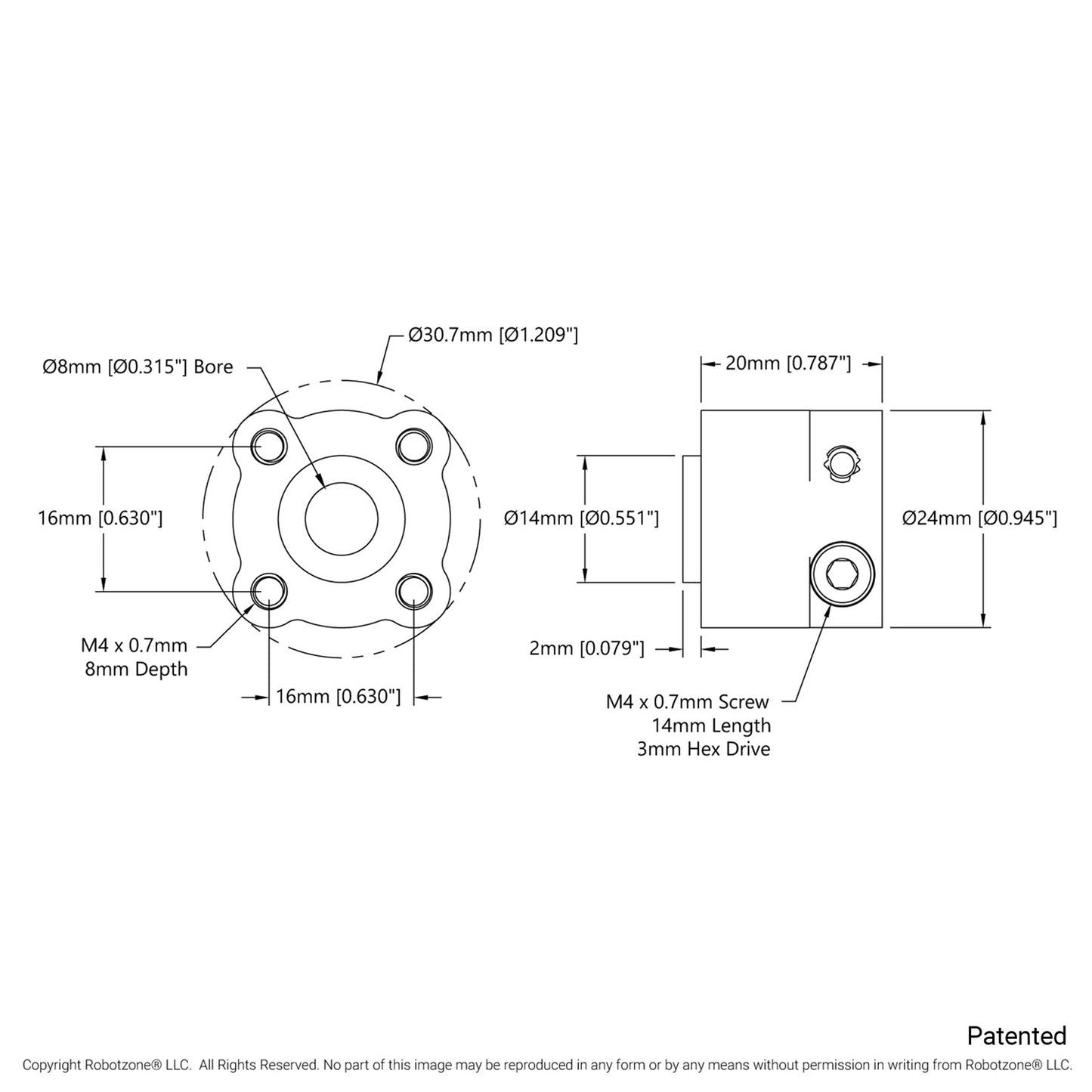 1310 Series Hyper Hub (8mm Bore)