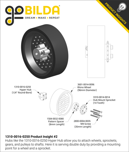 1310 Series Hyper Hub (1/4" Bore)