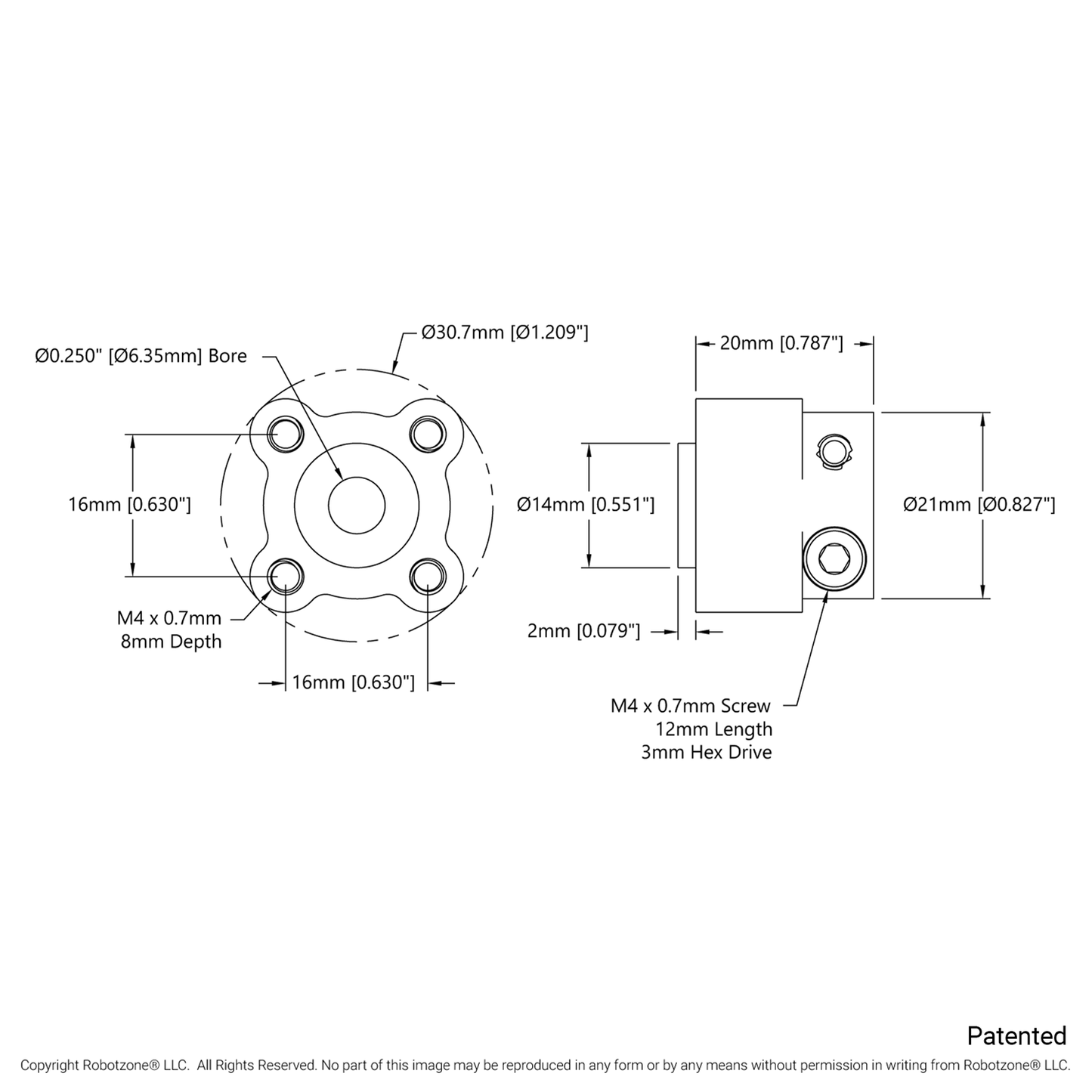 1310 Series Hyper Hub (1/4" Bore)