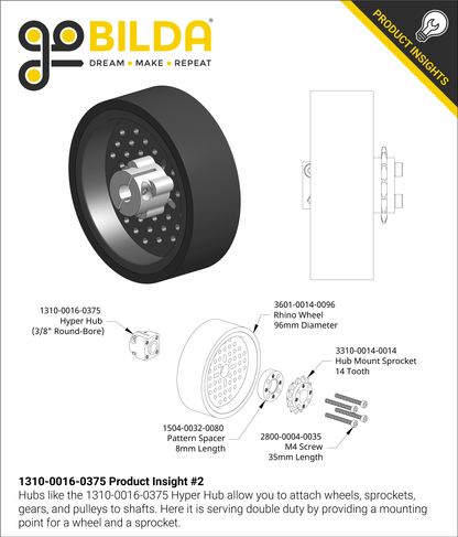 1310 Series Hyper Hub (3/8" Bore)