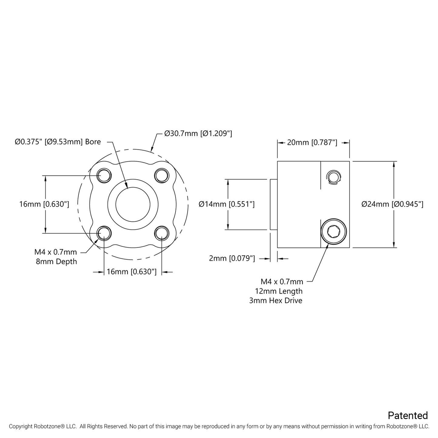 1310 Series Hyper Hub (3/8" Bore)