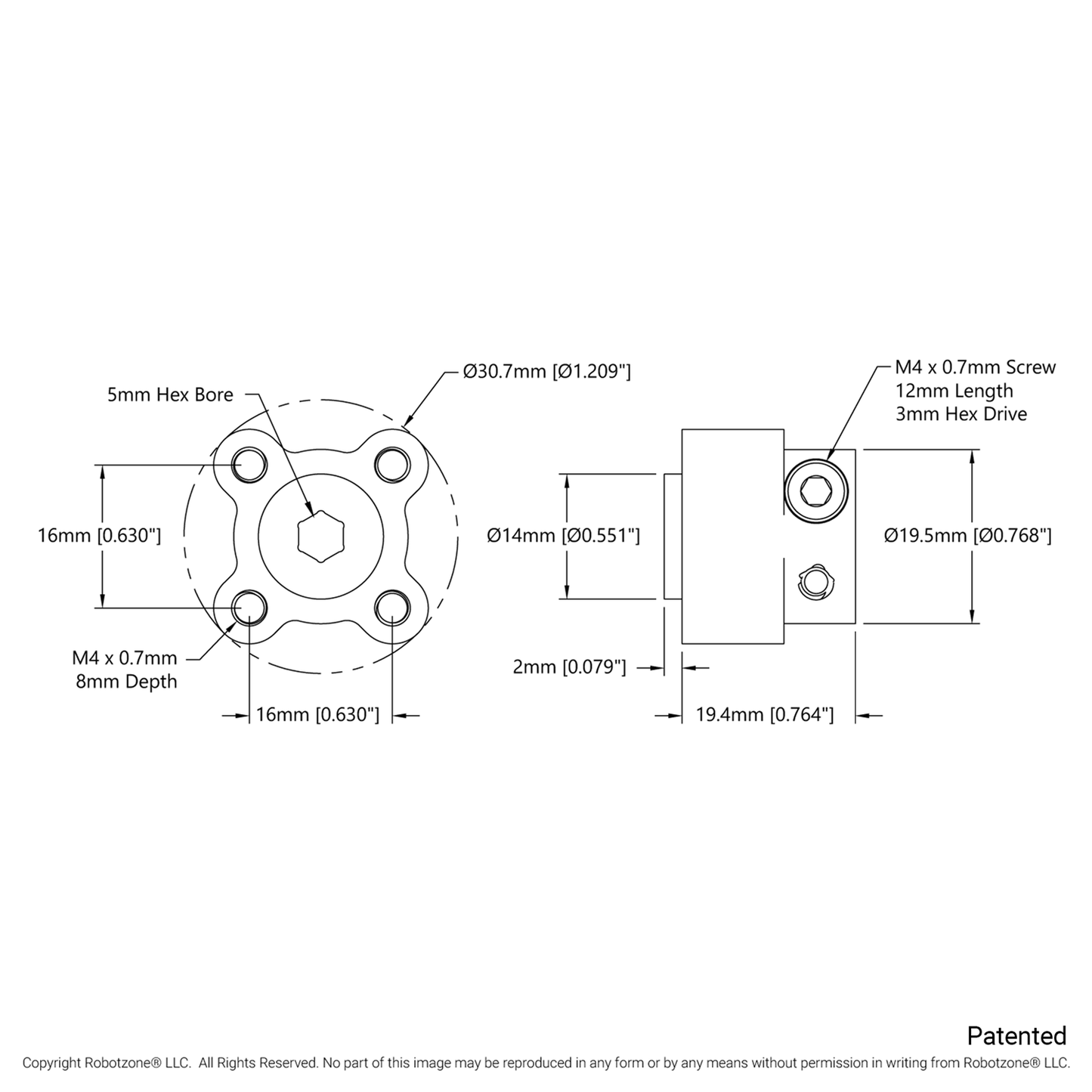 1310 Series Hyper Hub (5mm Hex Bore)