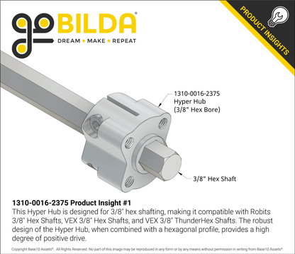 1310 Series Hyper Hub (3/8" Hex Bore)