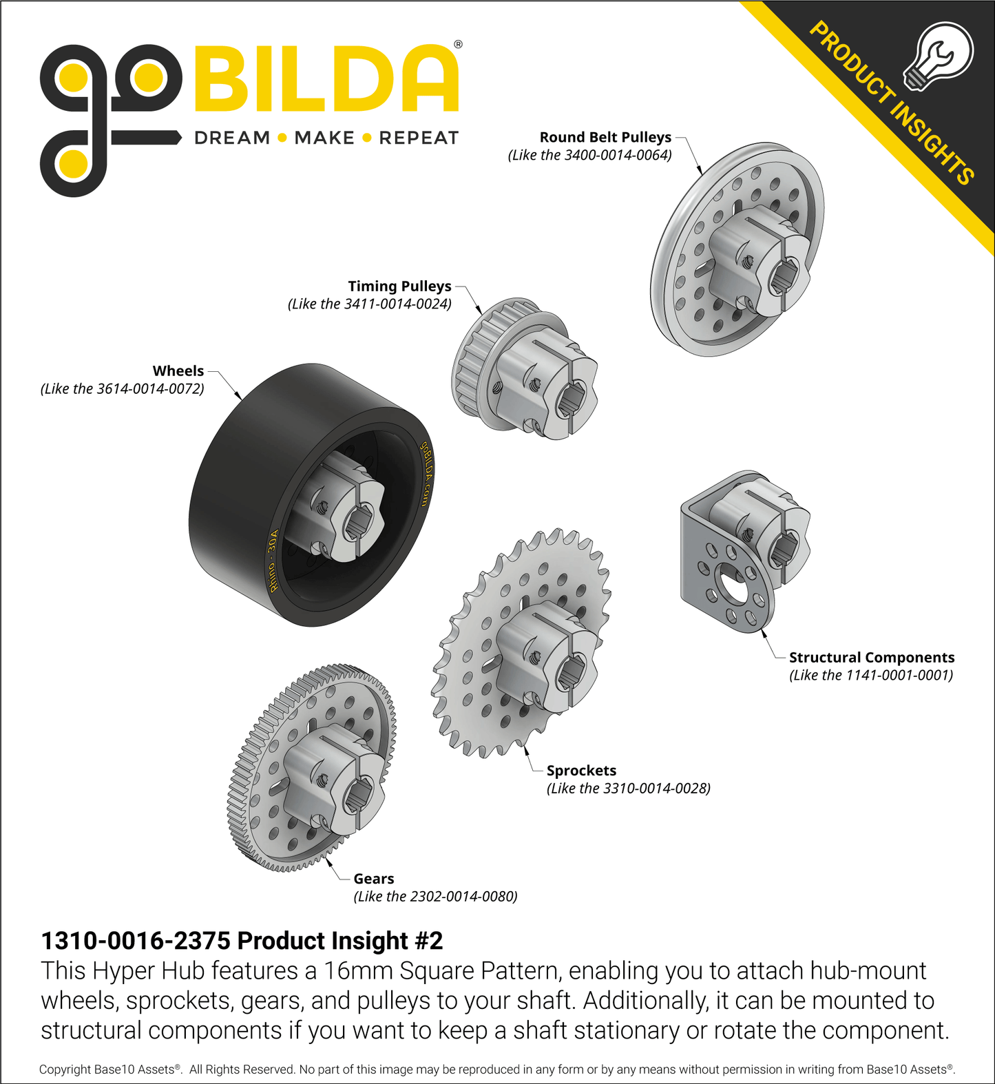 1310 Series Hyper Hub (3/8" Hex Bore)