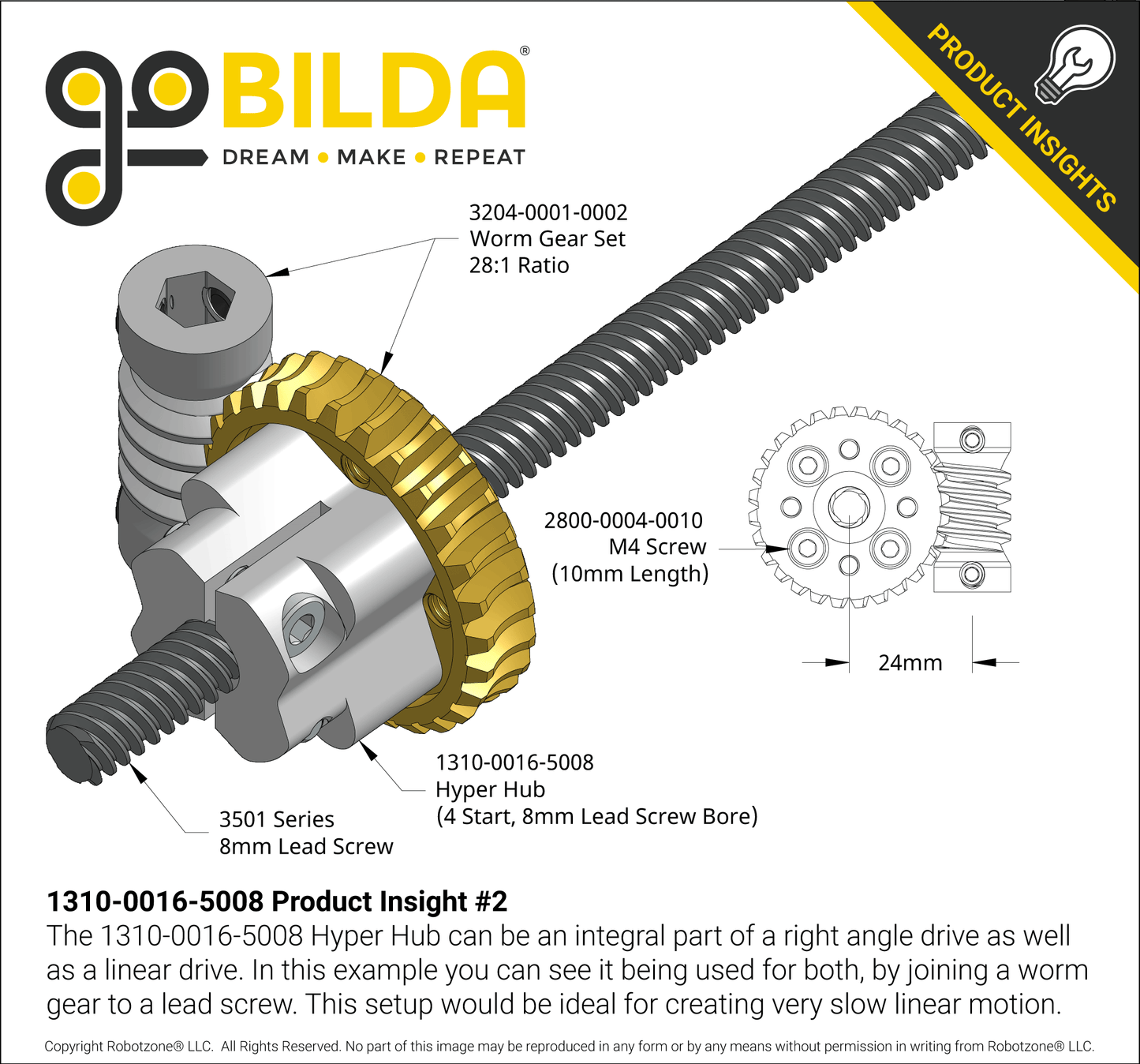 1310 Series Hyper Hub (4 Start, 8mm Lead Screw Bore)