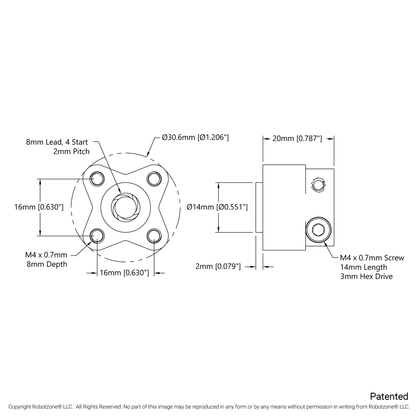 1310 Series Hyper Hub (4 Start, 8mm Lead Screw Bore)